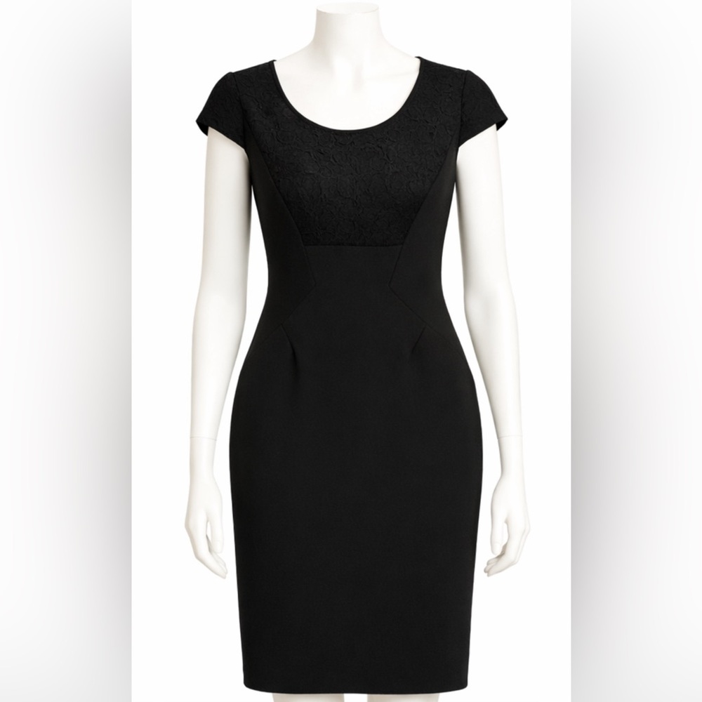 NWOT Elegant Black Lace Midi Dress
